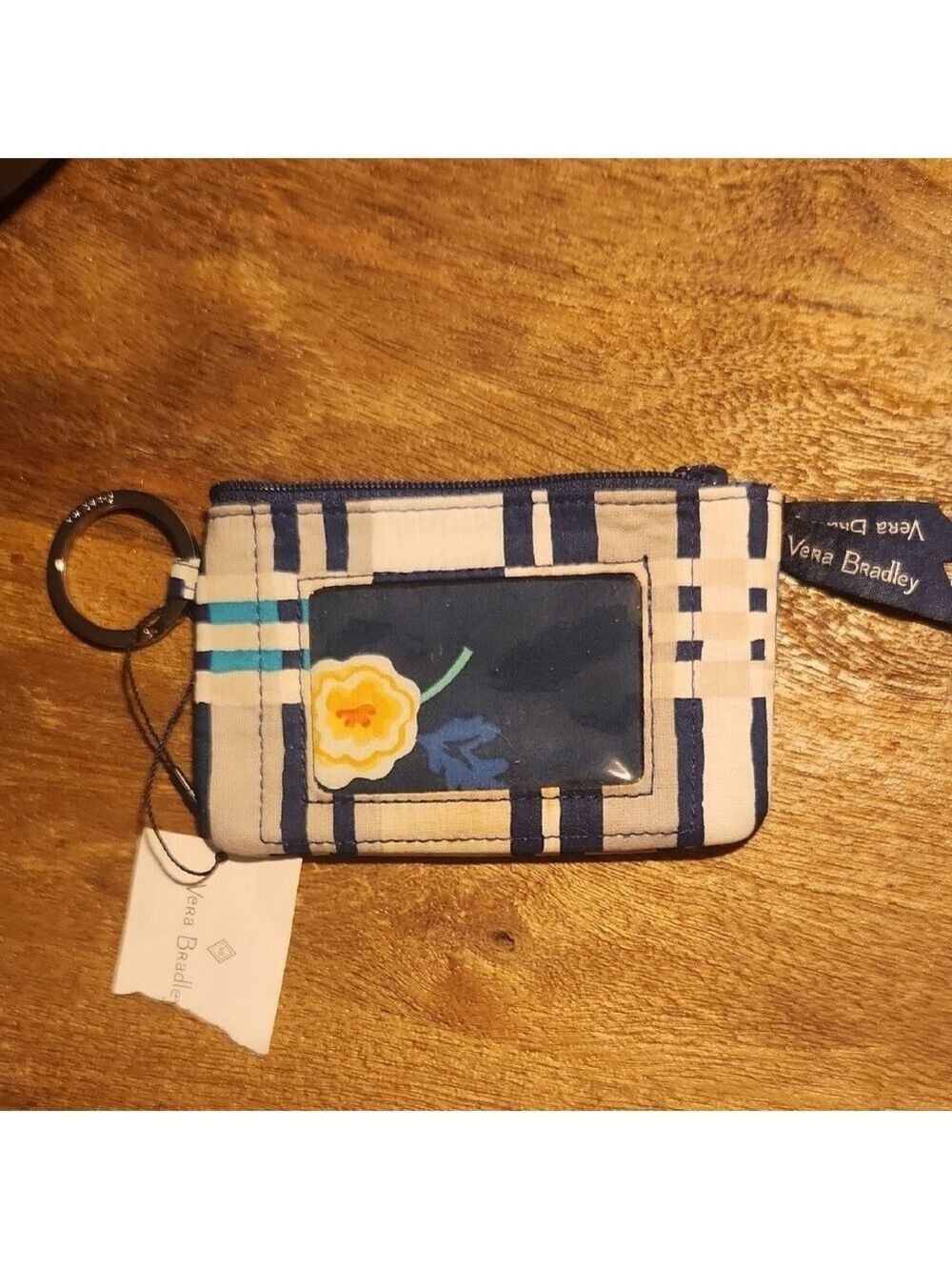 Vera Bradley Blue and Cream Clutch Wristlet